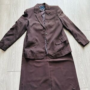 Laura Scott Classic Brown Blazer/Skirt Set